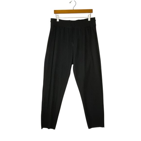 Zara Pants Womens Large High Rise Black Textured Ribbed Athliesure w/Pockets - Picture 1 of 14